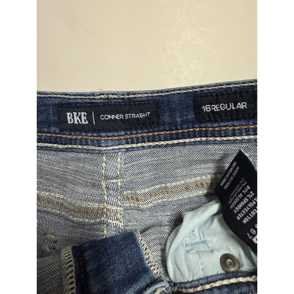 BKE Conner Straight Leg Jeans Med Wash Stretch Denim JBK8144R Womens 16 Regular - Picture 4 of 10